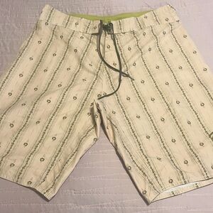 Reef Cream and Green Swim Trunks